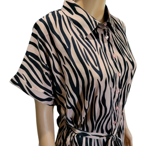 True Destiny NWT Taupe and Black Zebra Print Shirt Dress XL - Picture 2 of 7